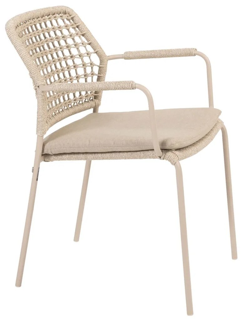 Taste by 4 Seasons Barista tuinset latte met Donato tuintafel latte met geprint keramisch blad Ø 160 cm Tuinset   beige weerbestendig