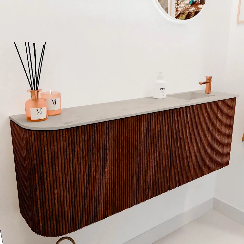Mondiaz Joya DLux 110cm toiletmeubel ronding links ruby met wastafel faye rechts 1 kraangat opalo