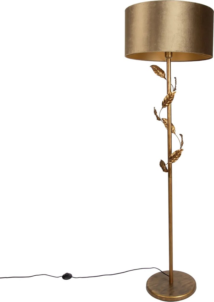 Vloerlamp goud met kap brons en gouden binnenkant 50cm - Linden