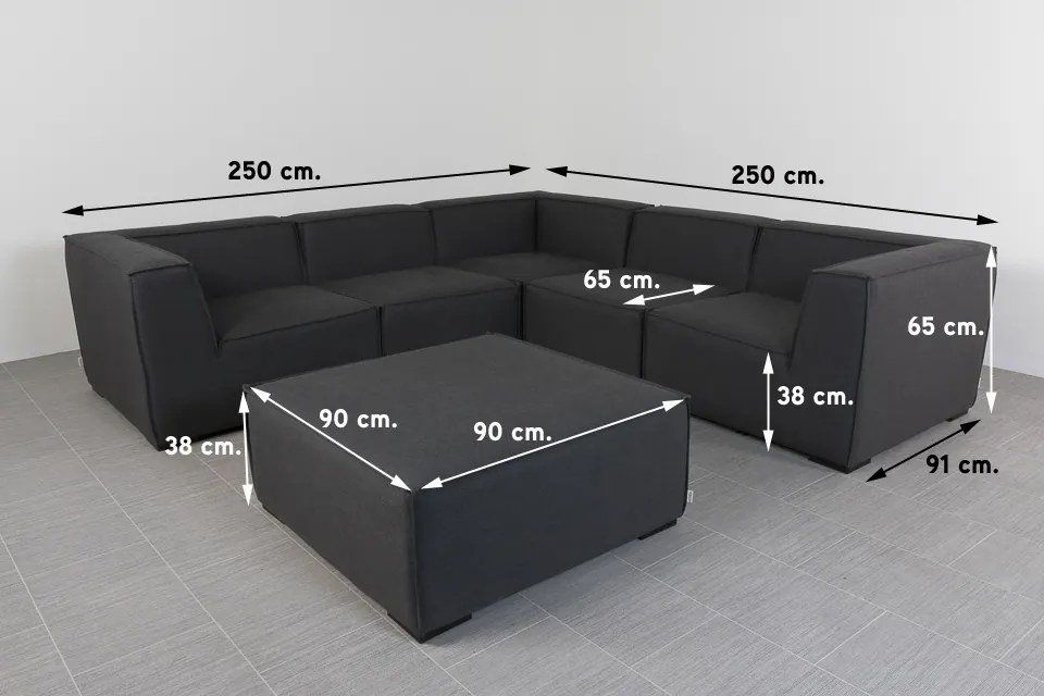 Liberty Sunbrella loungeset - Sooty - 6-delig OP=OP