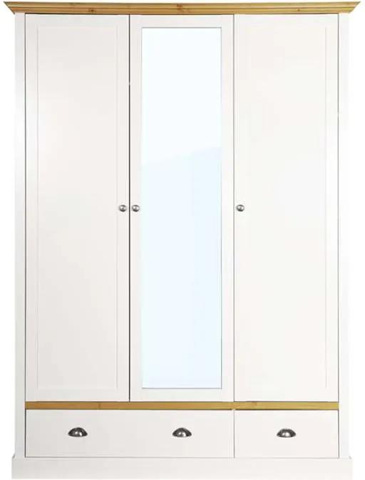 Kledingkast Sandringham 3-deurs - wit/wax - 192x148x58 cm - Leen Bakker
