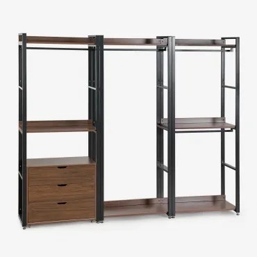 3-delige Open Modulaire Kast Met Stalen En Mdf Lades Ariaster Zwart - Sklum