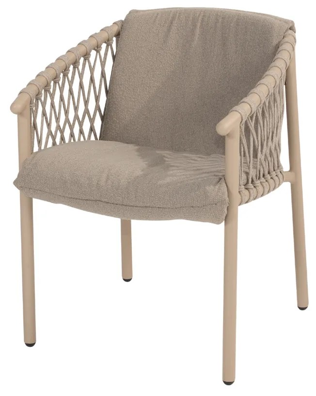 4 Seasons Outdoor Allora tuinset latte met Prado tafel met keramisch blad Ø 130 cm SALE Tuinset beige weerbestendig