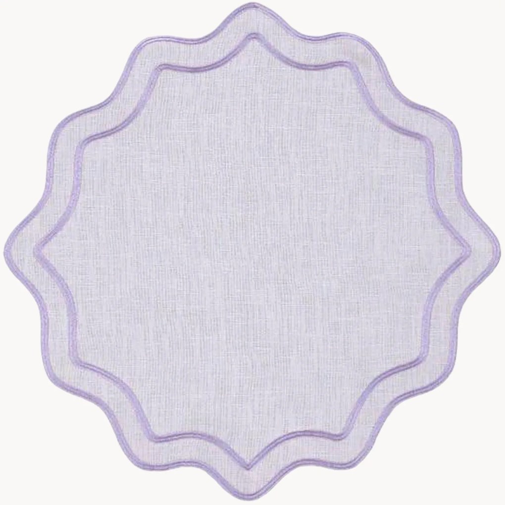 Ronde placemat Bloom met randborduurwerk