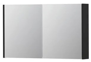 INK SPK1 Spiegelkast - 100x14x60cm - 2 deuren - dubbelzijdige Spiegel - schakelaar en stopcontact - MDF lak zwart mat 1110655