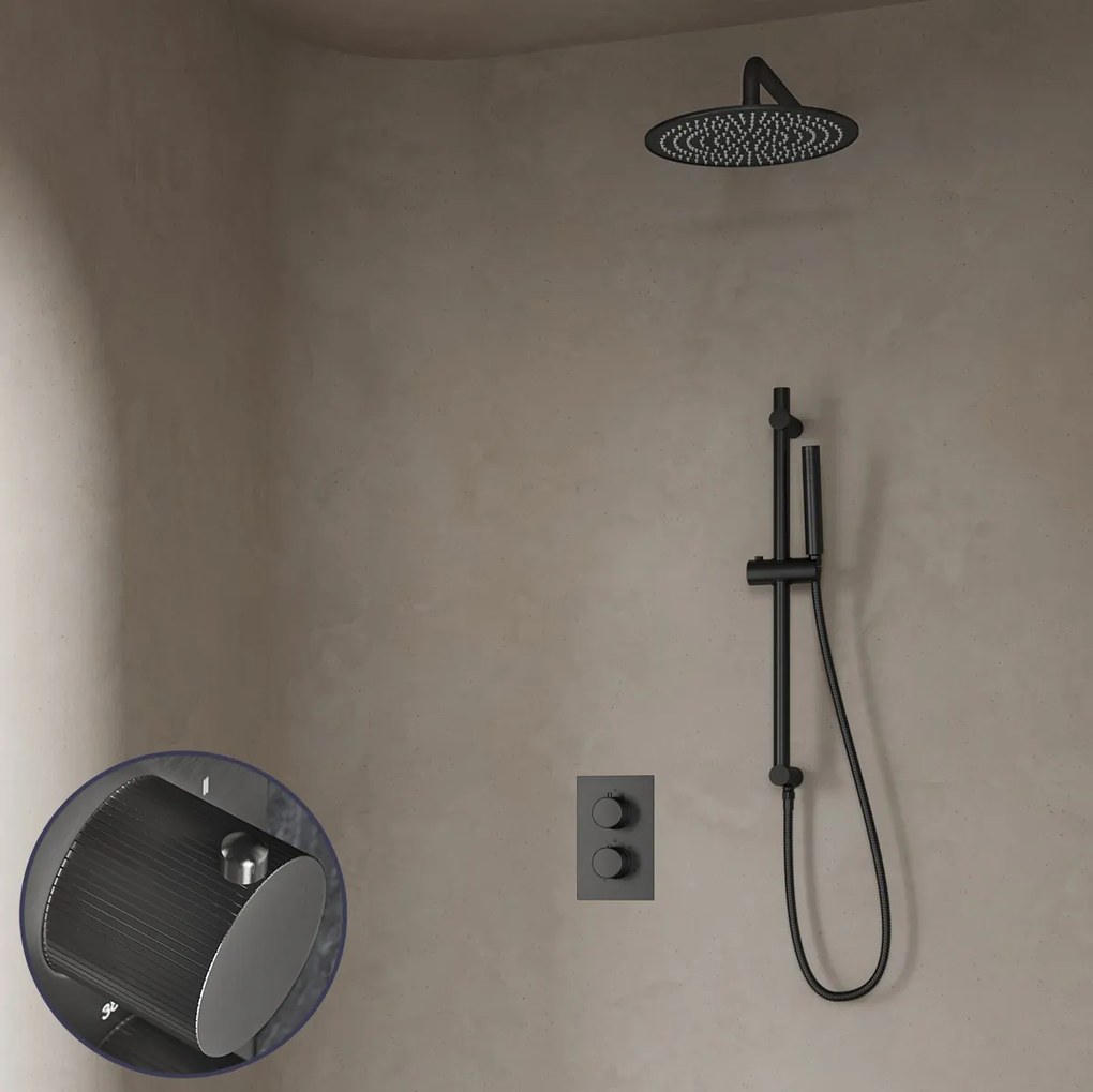Saniclear Iron Stripes inbouw regendouche met 20cm hoofddouche, muurarm en glijstang verouderd ijzer - gunmetal