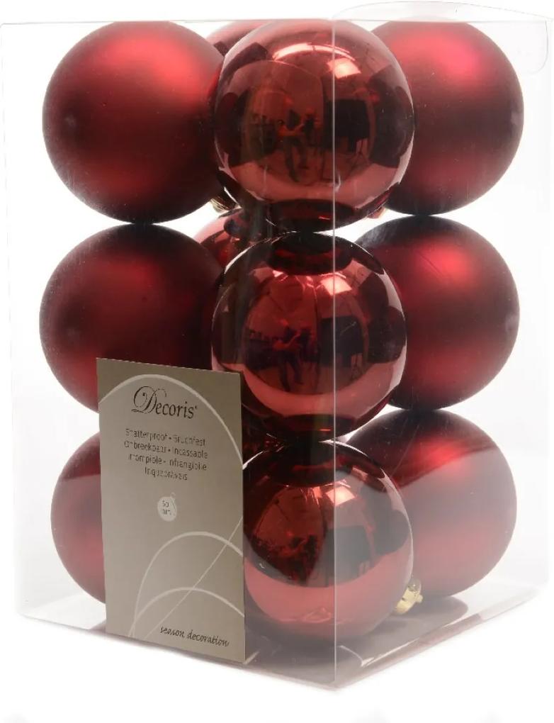 Kerstbal plastic glans-mat/60mm/ossenbloed