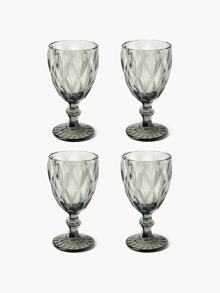 Wijnglazen Colorado met textuurpatroon, 4-delig