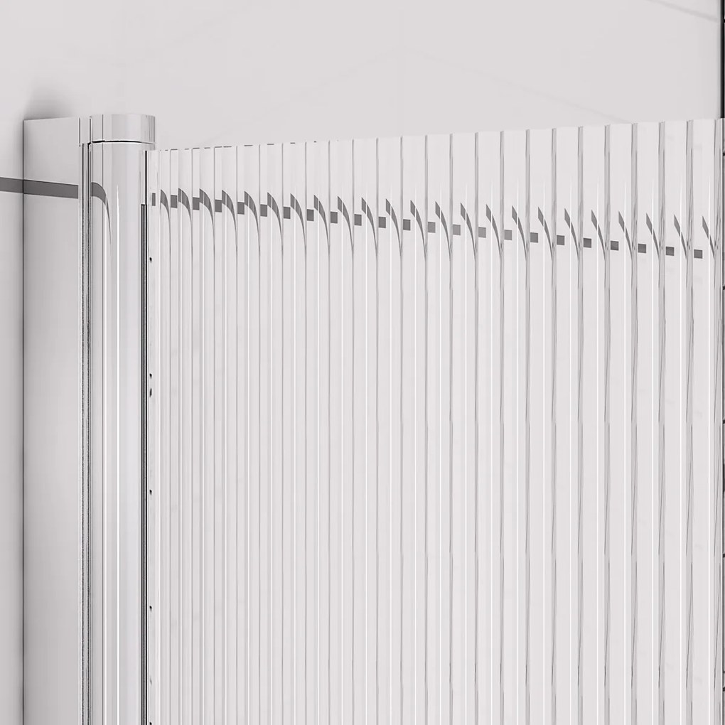 Eastbrook Fluted badwand met ribbelglas 80x140cm links chroom