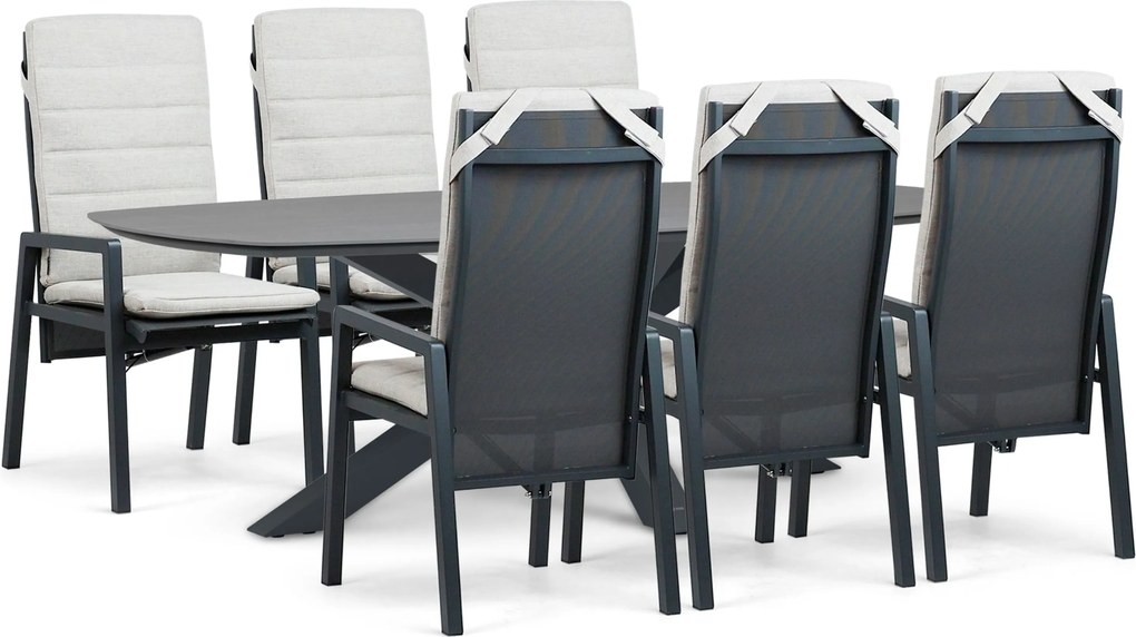 Tuinset 6 personen 240 cm Aluminium Grijs Lifestyle Garden Furniture Vivaro/Voyage