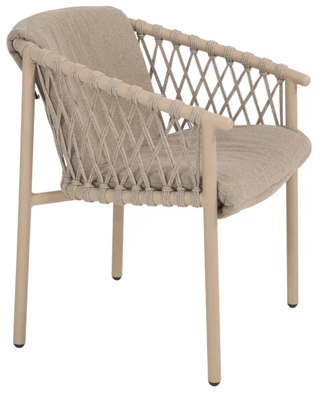4 Seasons Outdoor Allora tuinset latte met Prado tafel met keramisch blad Ø 130 cm SALE Tuinset beige weerbestendig