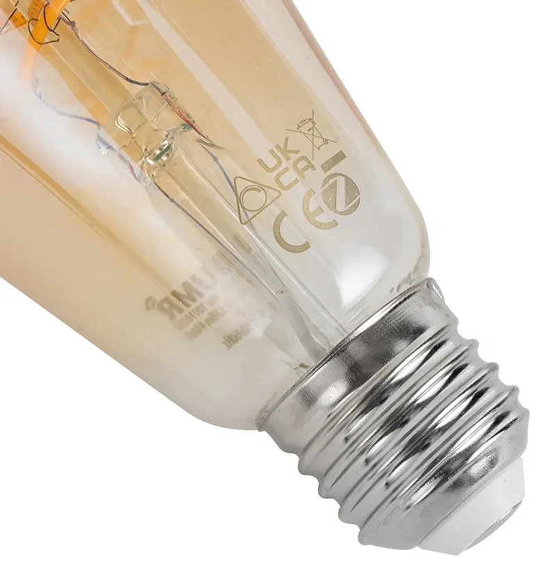 Set van 3 smart E27 dimbare LED lampen ST64 4.9W 320 lm 2500K incl. Zigbee Smart Hub
