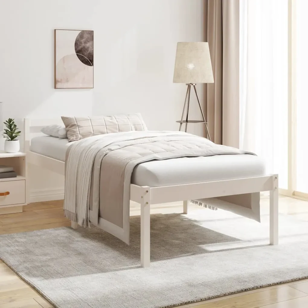 vidaXL Bedframe massief grenenhout wit 90x200 cm