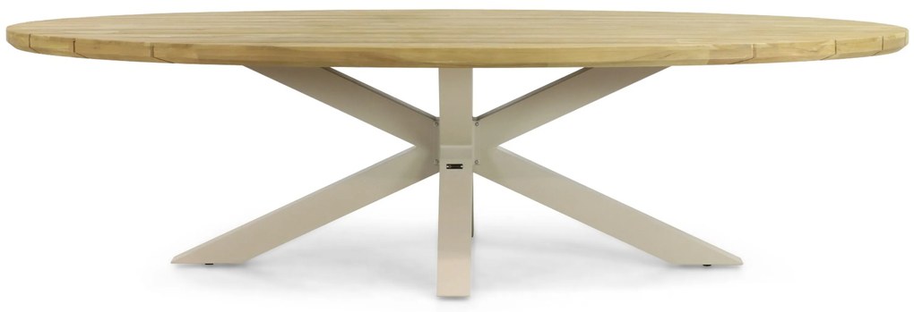 Dining Tuintafel ovaal 280 x 130 cm Aluminium/Teak Taupe Santika Diogo