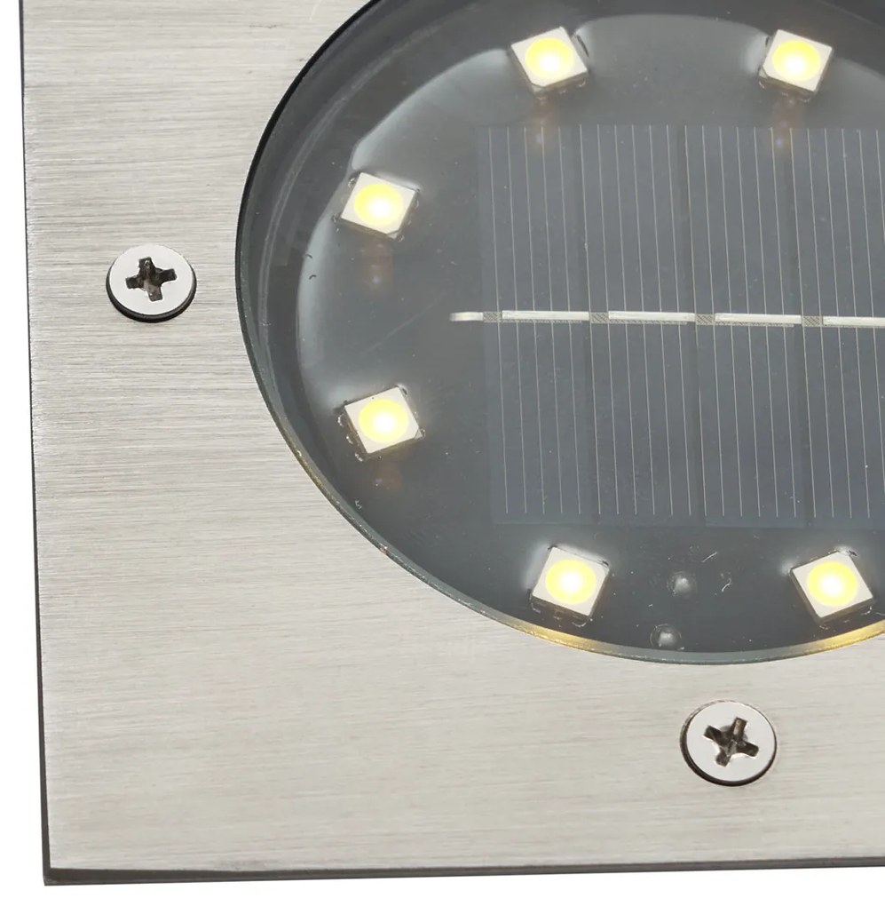 Buitenlamp Set van 6 grondspots aluminium vierkant incl. LED IP65 solar - Terry Modern IP65 Buitenverlichting