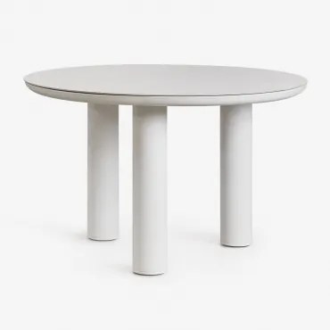 Ronde Tuintafel Ø120 Cm In Keramiek En Aluminium Arken Beige – Crème - Sklum