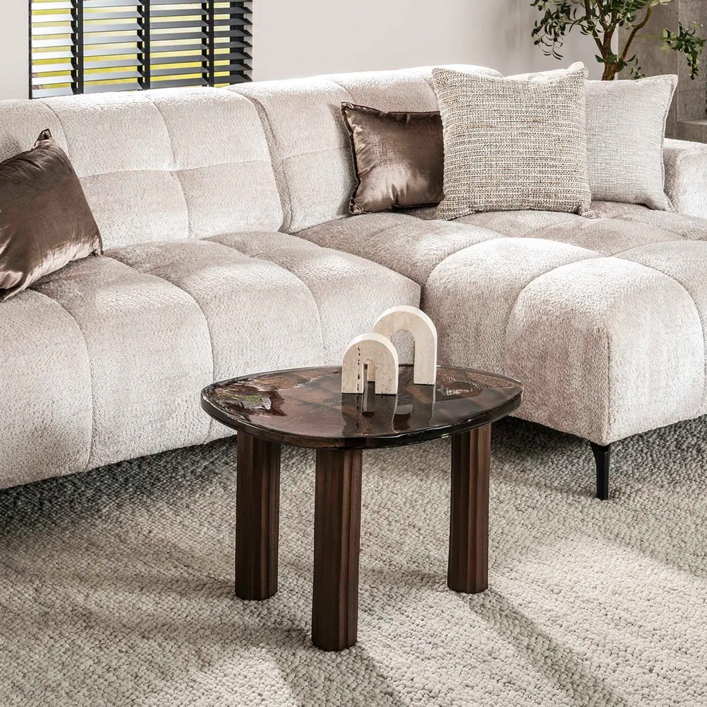 Salontafel Getrokken Glas Koperkleur Middel - 62 X 45cm.