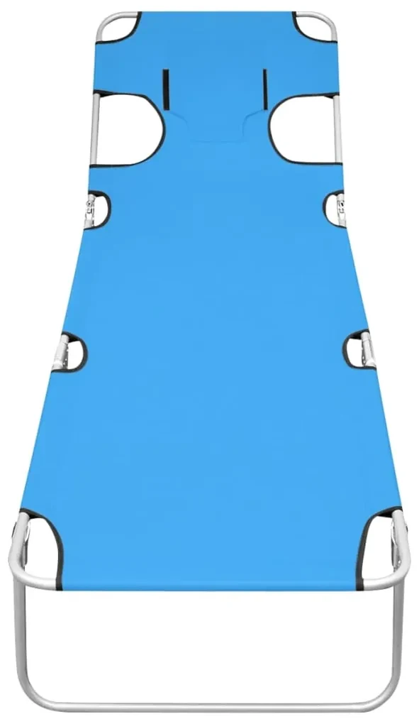 vidaXL Ligbed inklapbaar met hoofdkussen staal turquoiseblauw