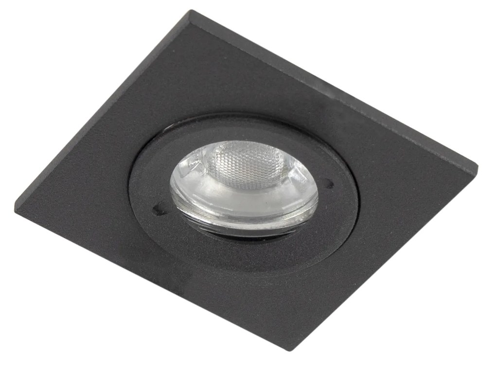 Set van 3 badkamer inbouwspots zwart vierkant IP44 - Xena