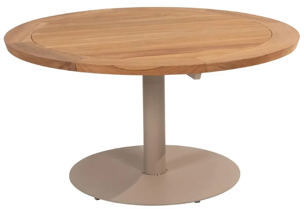 Taste by 4 Seasons Outdoor Saba low dining tafel latte met teak blad Ø 130 cm  Tuintafel    beige weerbestendig