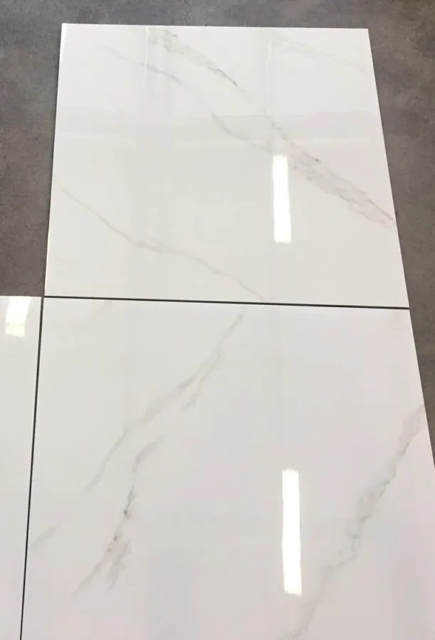 Hoogglans Vloertegel 80x80 Cm Carrara Wit Marmerlook NR41