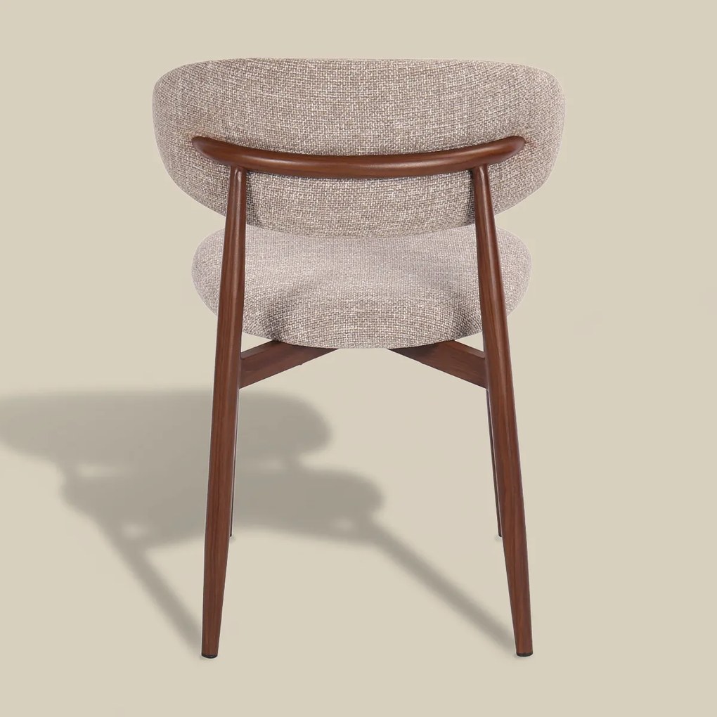 Eetkamerstoel Walnoot Met Beige Stof