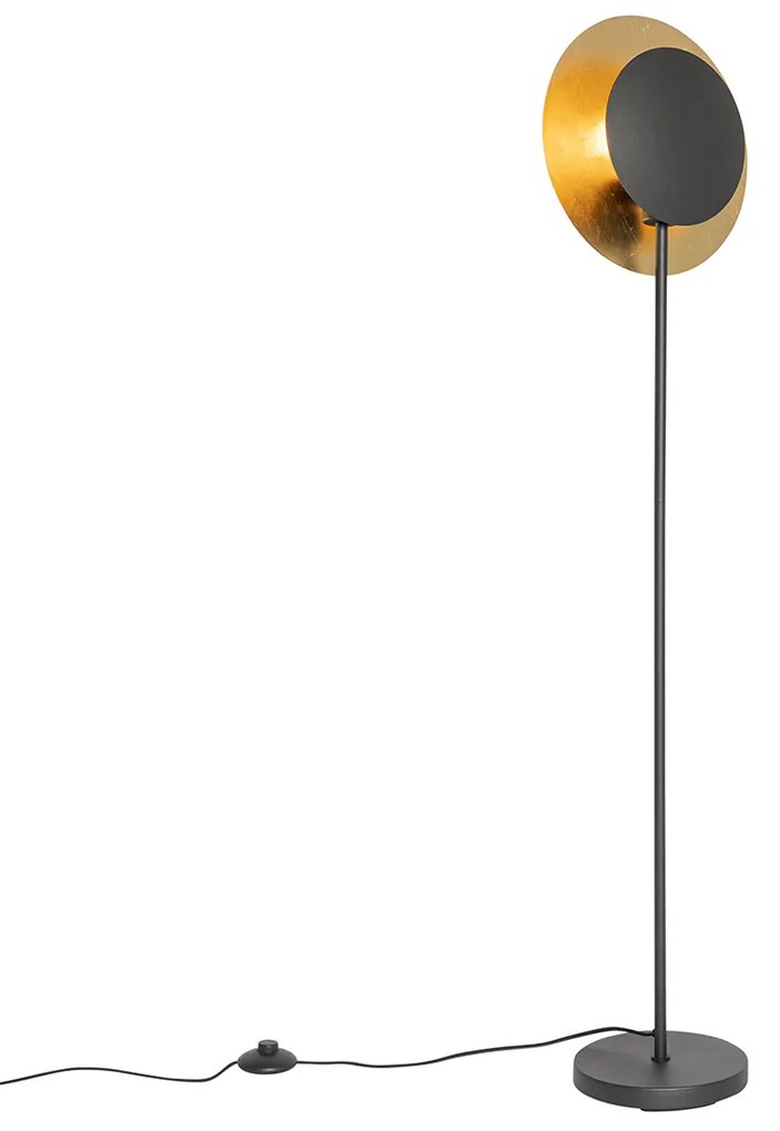 Art Deco vloerlamp zwart met goud - Emilienne