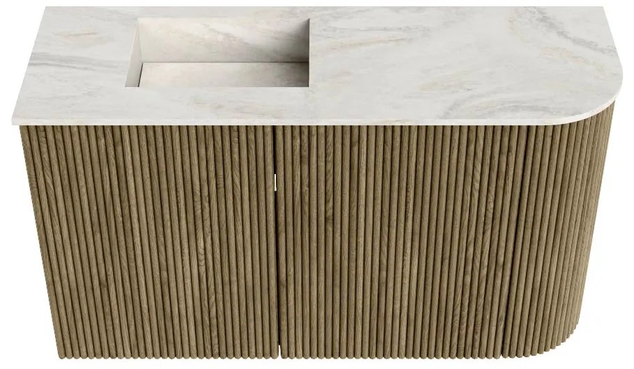 Mondiaz Joya DLux 70cm toiletmeubel ronding rechts dusk met wastafel faye links zonder kraangat ostra