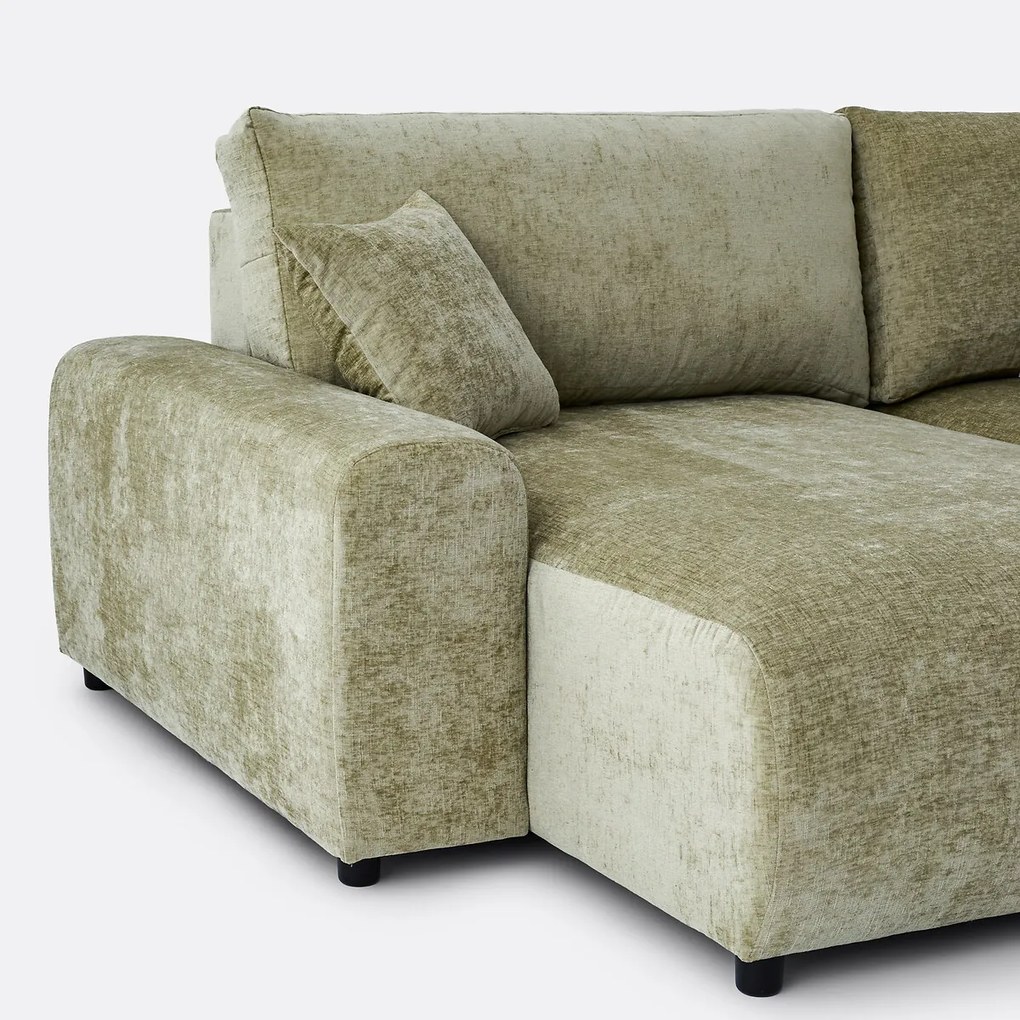 Omkeerbare hoekbank, omvormbaar, met box, in gevlamde chenille, GALENE