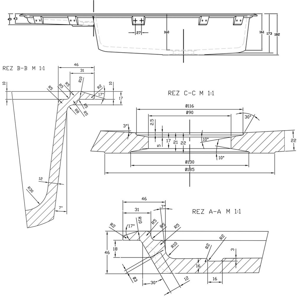 Sapho spoelbak 105x56cm met kraangat wit graniet