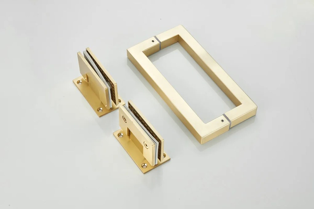 Saniclear Modern Brass rookglas douchecabine 100x90cm met 90cm deur anti-kalk geborsteld messing