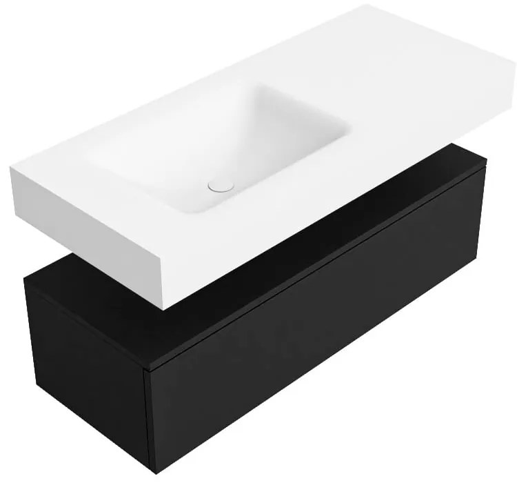 Zaro Alan badmeubel 110cm urban 1 lade met vrijhangende wastafel cloud links zonder kraangat talc