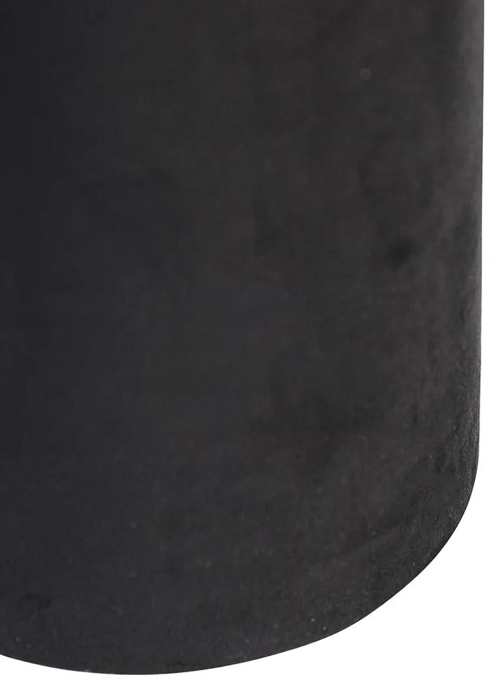 Stoffen Velours lampenkap zwart met gouden binnenkant 15/15/25 Modern cilinder / rond