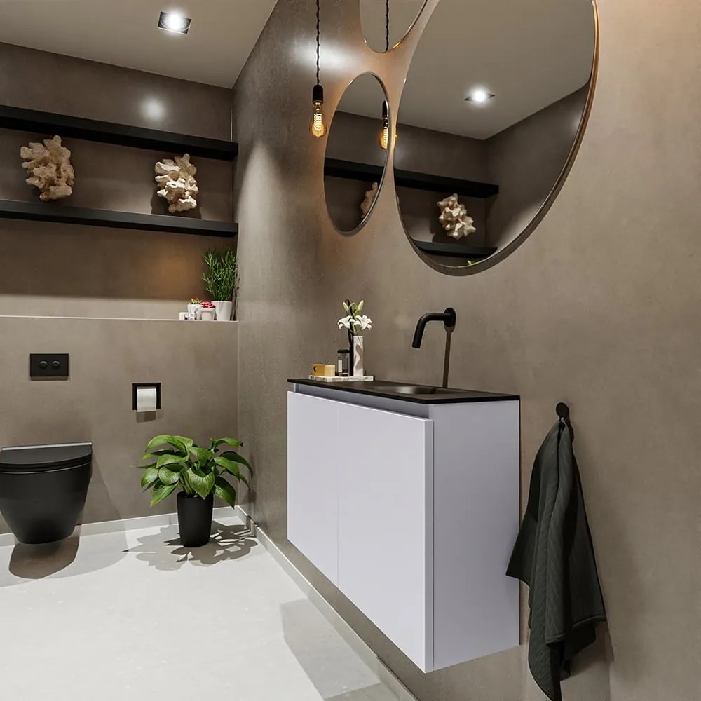 Mondiaz Ture 80cm toiletmeubel cale met wastafel urban rechts geen kraangat