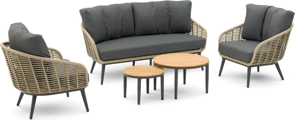 Stoel en Bank Loungeset 5 personen Aluminium/rope Grijs  Coco Vinci/Toscane