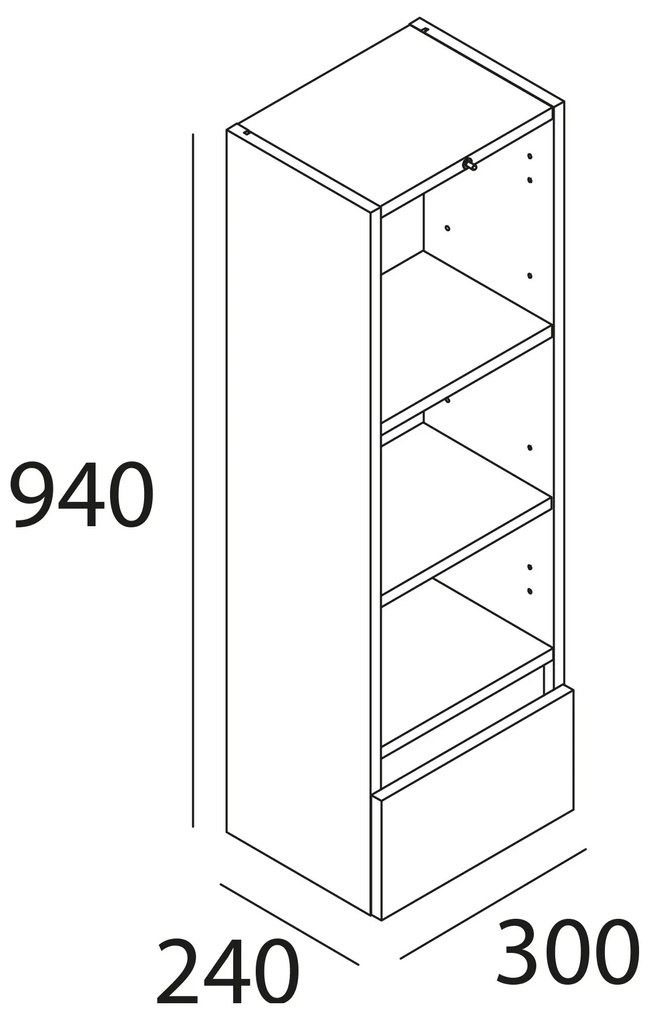 Muebles Adam hangende kolomkast mat grijs 30x94x24cm