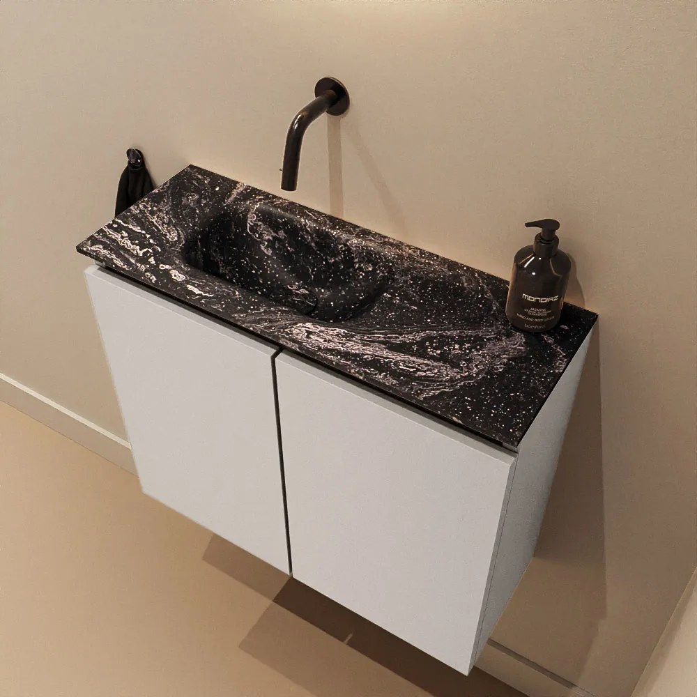 Mondiaz Ture DLux toiletmeubel 60cm linen met wastafel lava links zonder kraangat