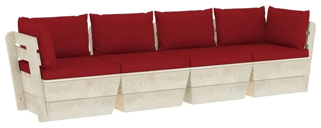 vidaXL Tuinbank 4-zits met kussens pallet vurenhout
