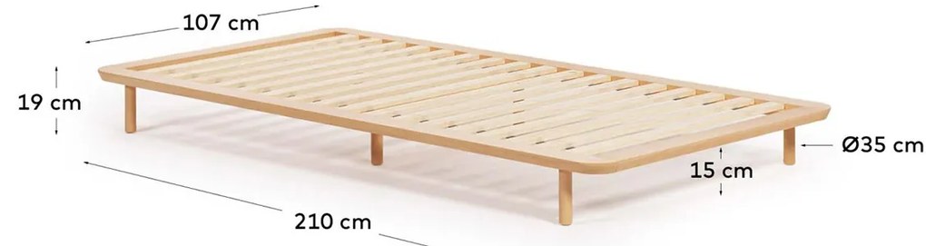 Kave Home Anielle Bedframe Zonder Hoofdbord Hout 90x200 Cm