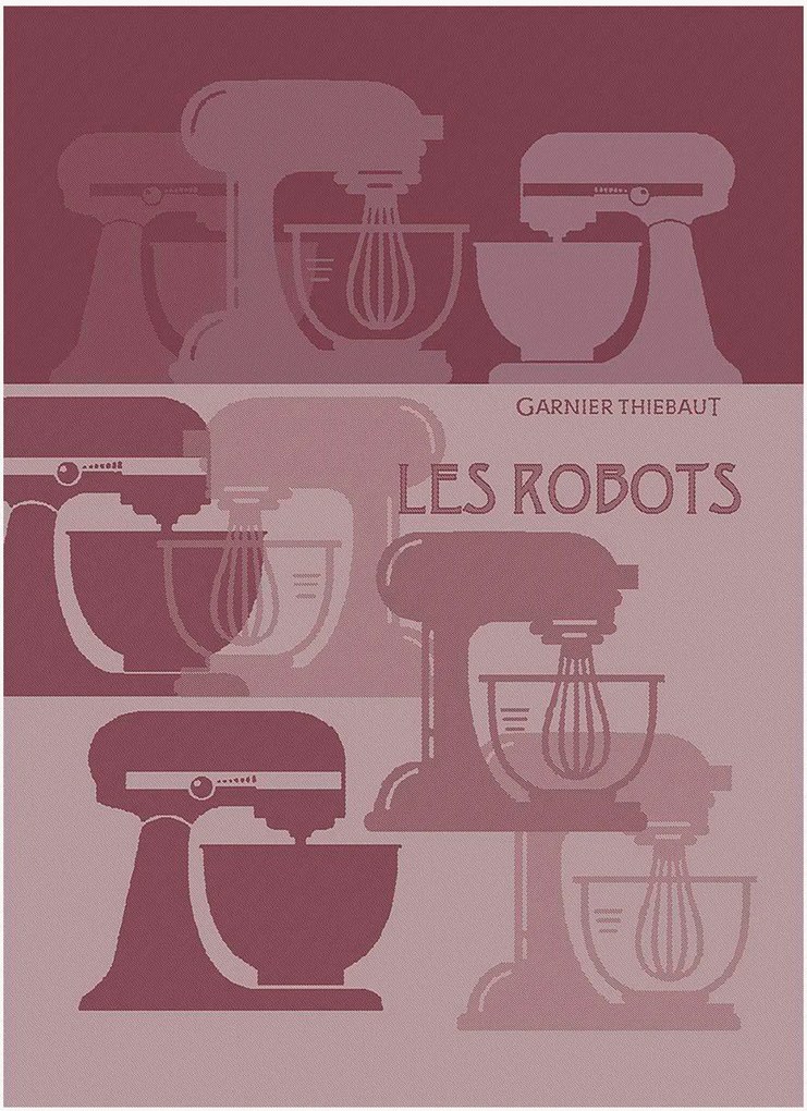 Jacquard theedoeken Les Robots Framboise, 4-delig