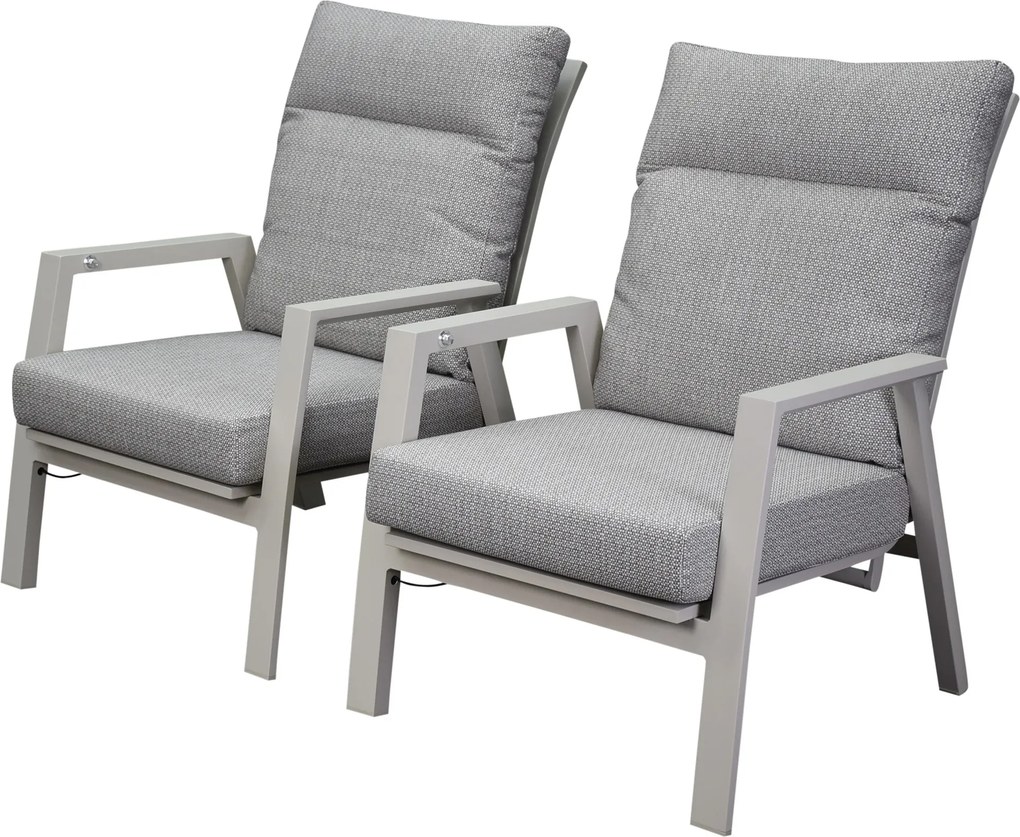 Showroommodel Barolo lounge balkonset 2 delig verstelbaar latte zand aluminium