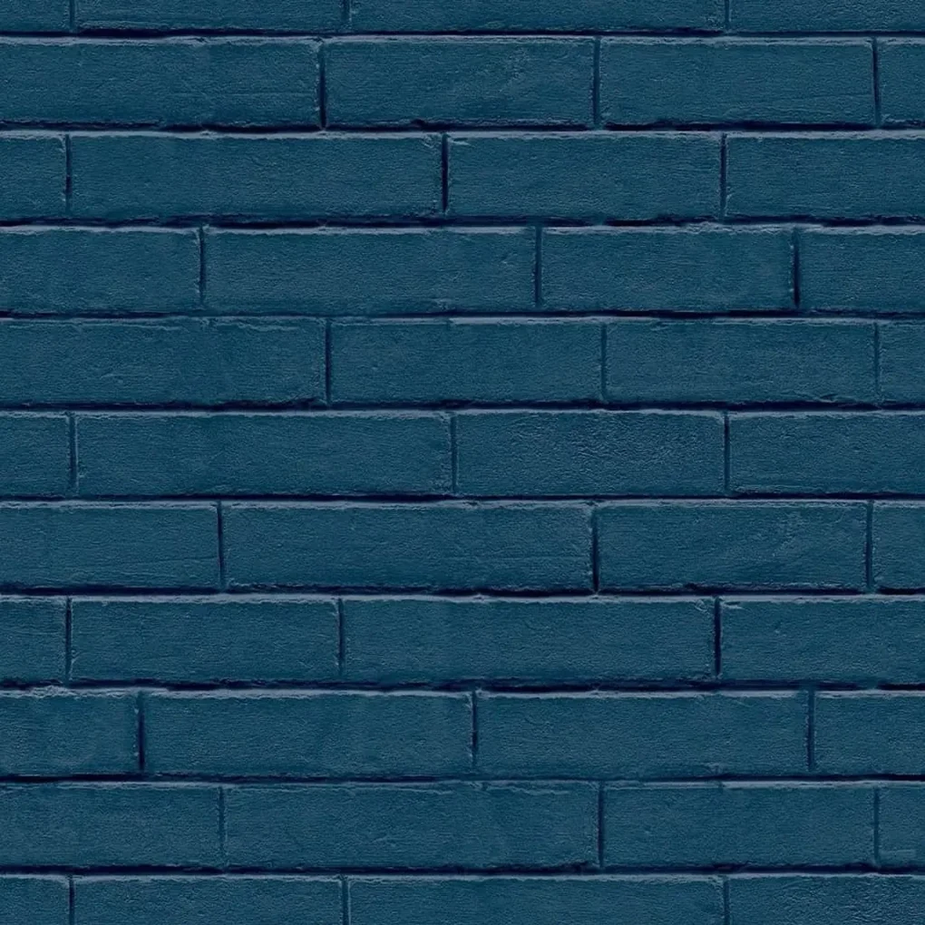 Noordwand Good Vibes Behang Brick Wall blauw