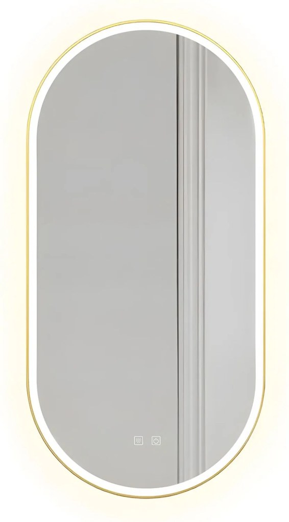 LED wandspiegel OVL 50x100cm Brush Gold