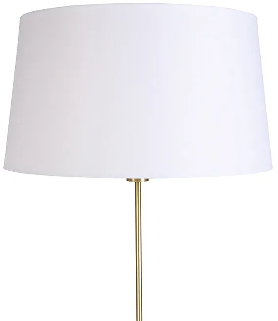 Smart vloerlamp goud met linnen kap wit 45 cm incl. Wifi A60 - Parte