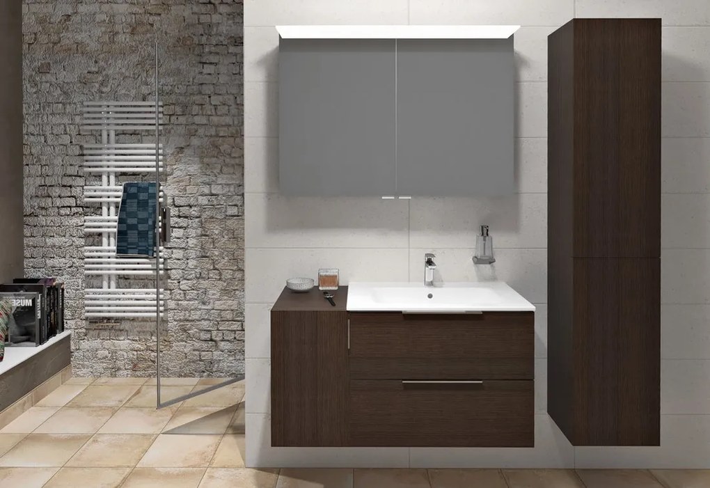Sapho Cirasa badmeubel 60cm donkerbruin eiken met witte wastafel
