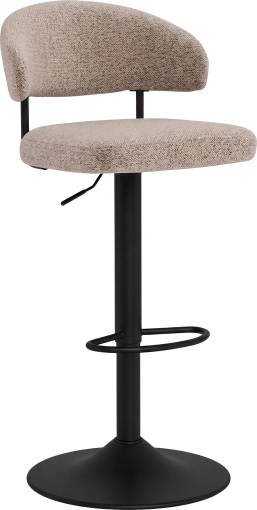 Mazzoni IRIS Latte Beige (stof Monza 60)/zwarte poot - GESTOFFEERDE BARKRUK VOOR KEUKEN/BAR