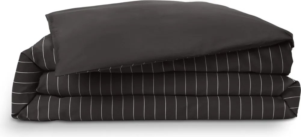 Emma Satijn Dekbedovertrek 240x220 cm Donkergrijs met Strepen&amp;Witte Lijnen