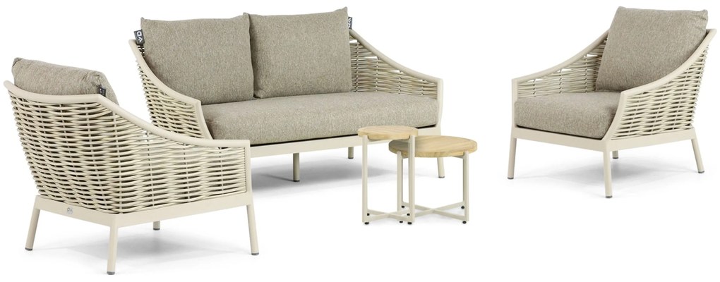 Stoel en Bank Loungeset 4 personen Aluminium/Wicker Taupe Apple Bee Milou