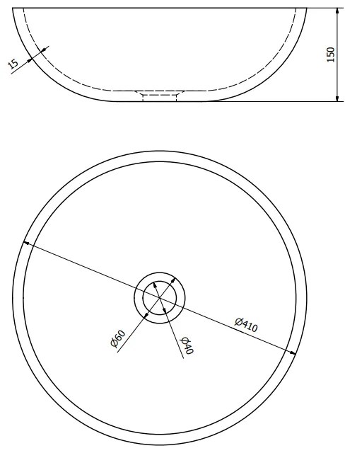 Sapho Priori keramische ronde waskom 41cm blauw/grijs