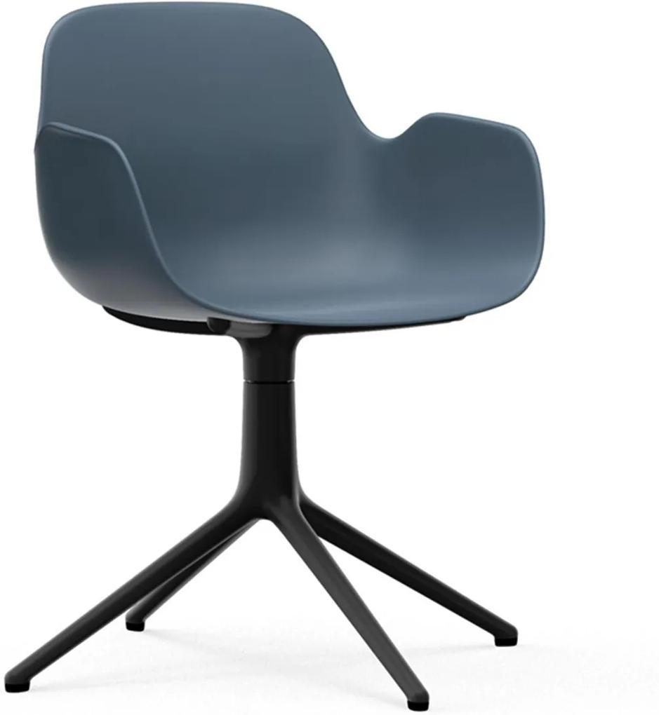 Normann Copenhagen Form Armchair Swivel stoel met zwart onderstel blauw